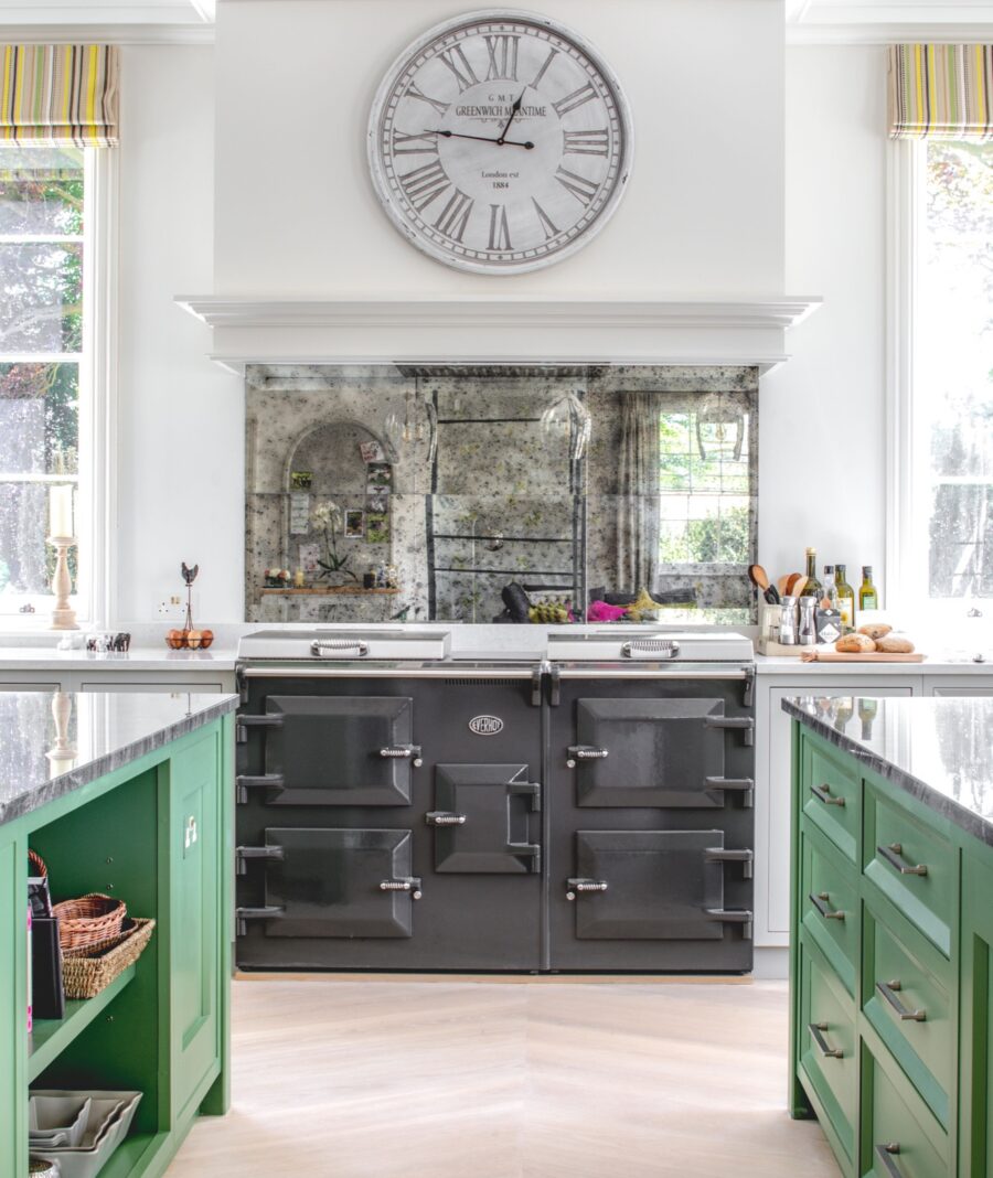 This large kitchen required a classically designed cooker hood over the Everhot for the listed period home. 