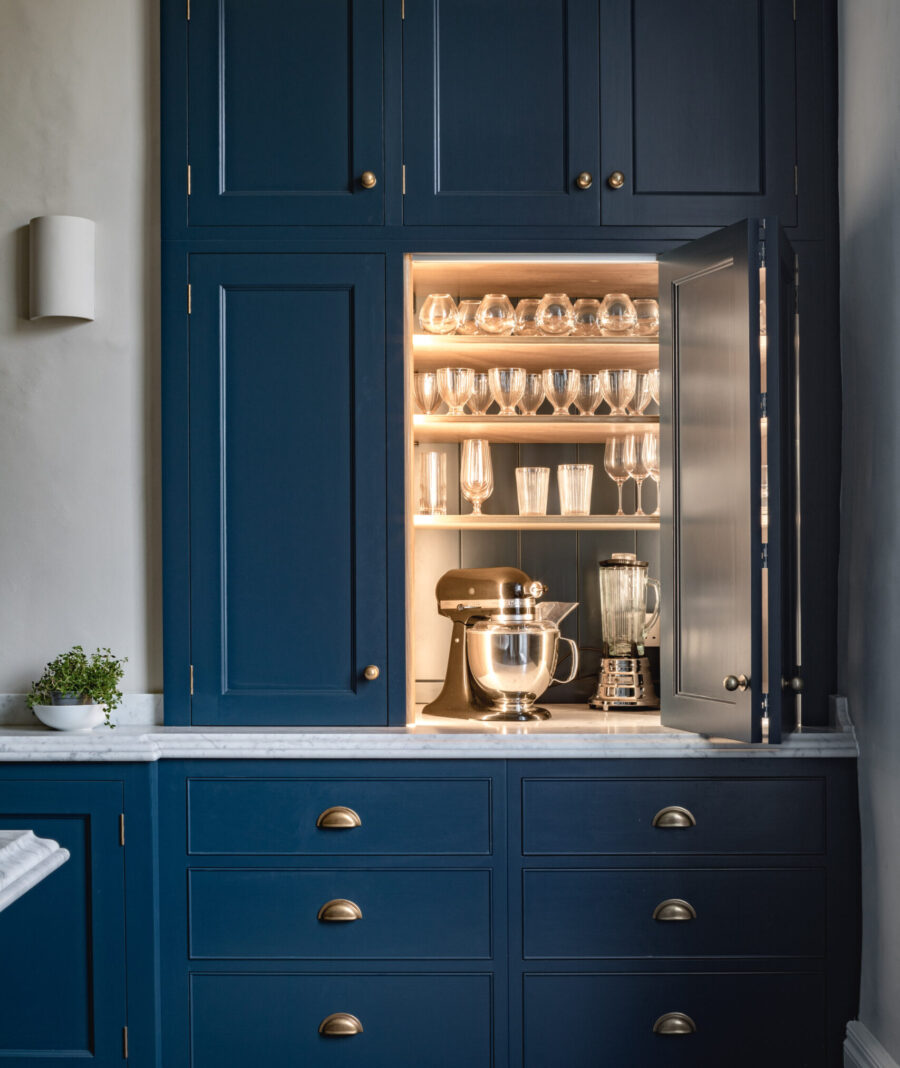 Bespoke blue hand painted kitchen cabinets Bespoke blue hand painted kitchen cabinets