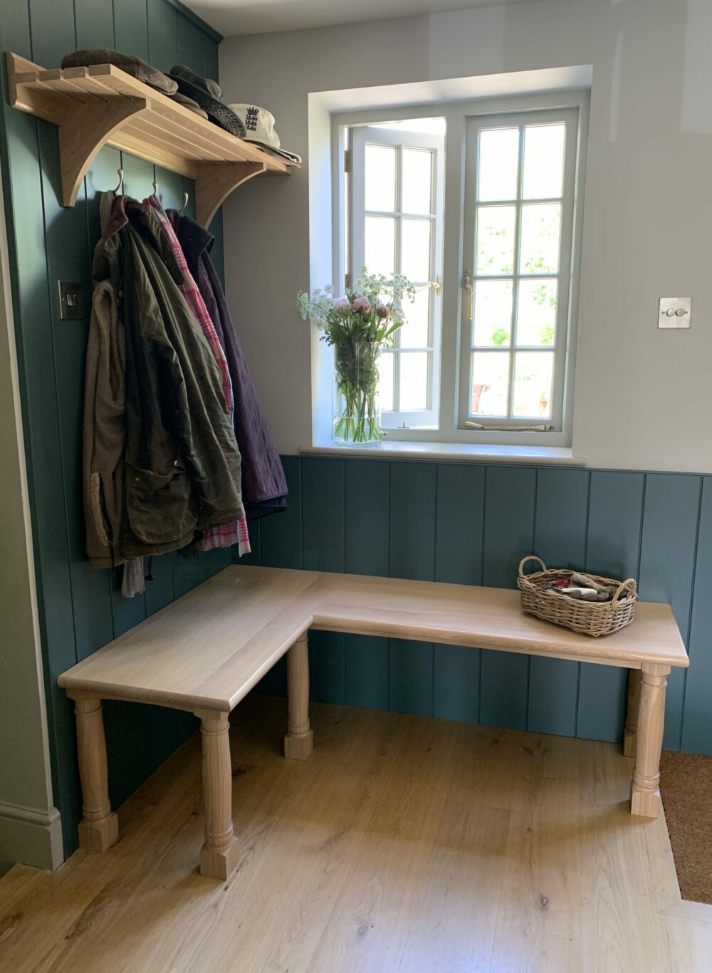 Bench with dog bed underneath sales