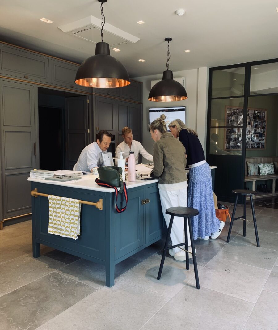 A client kitchen design meeting at the Guild Anderson showroom
