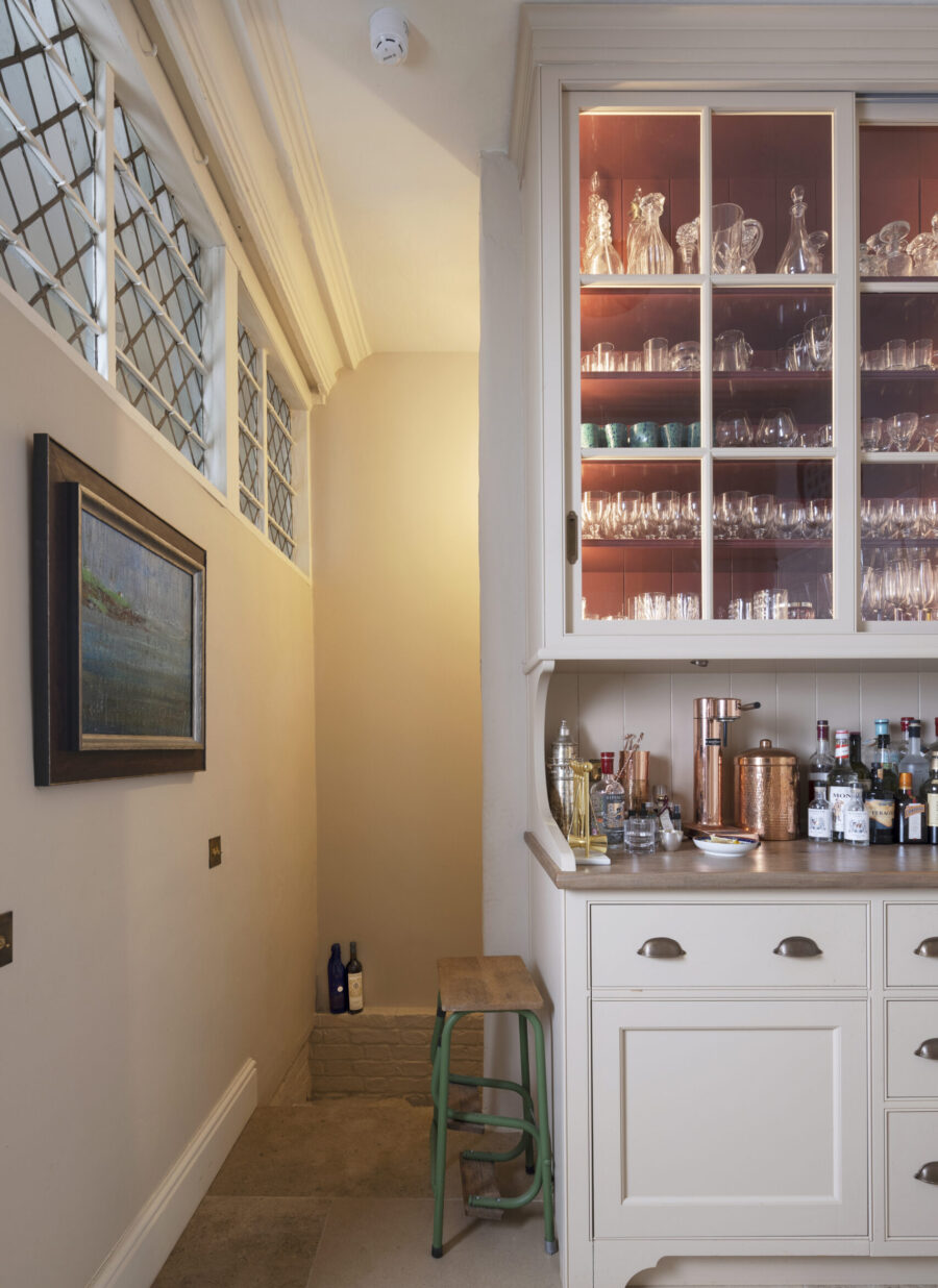 The glazed kitchen dresser offers the perfect place to mix a drink The glazed kitchen dresser offers the perfect place to mix a drink