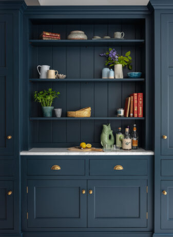 Bespoke kitchen painted shelving 