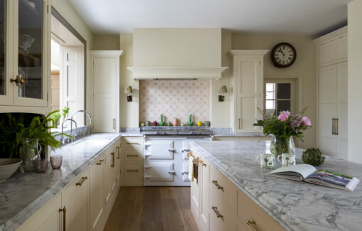 Bespoke cream hand painted kitchen for a Hampshire home