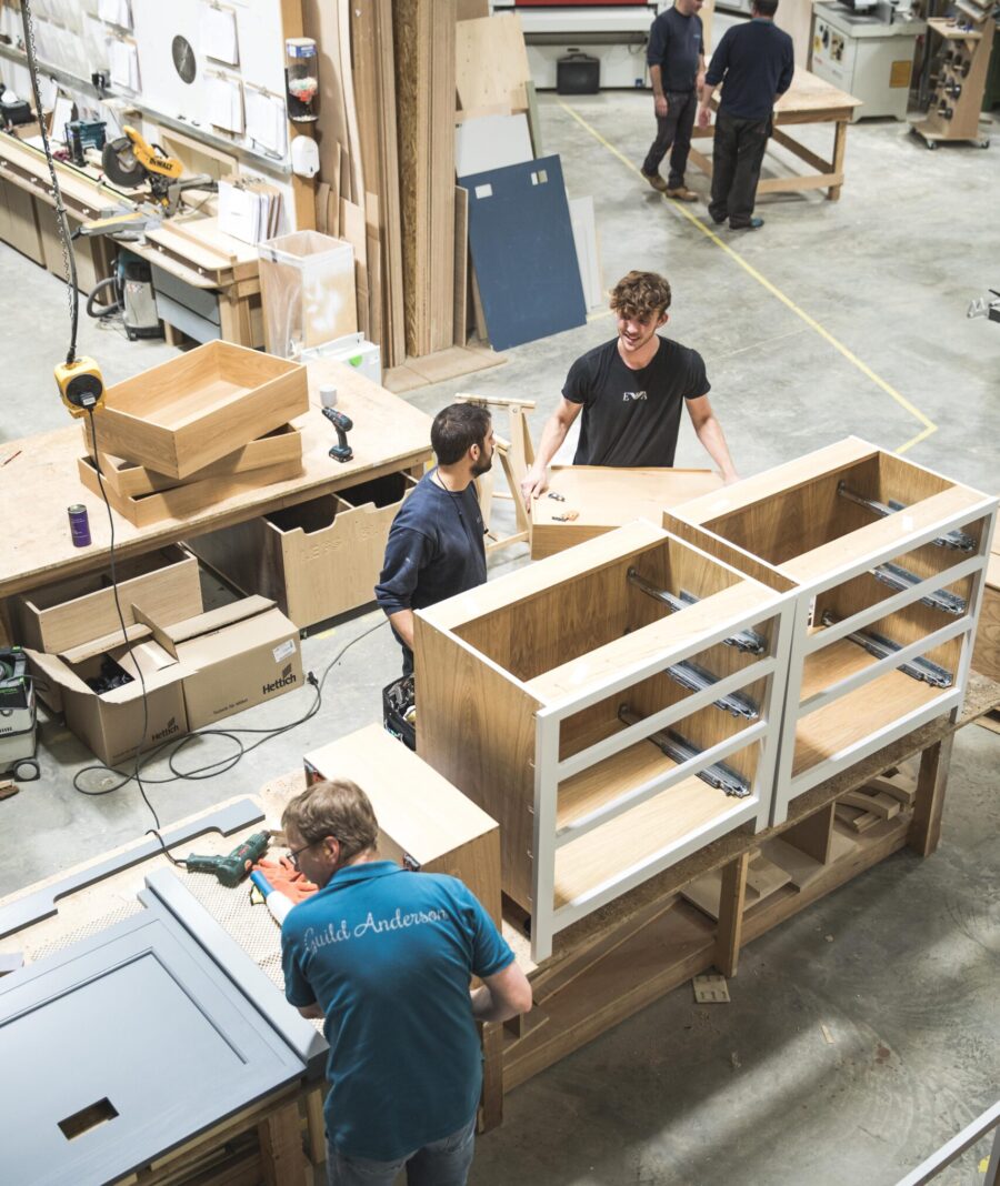 The Guild Anderson cabinet making team in the workshop