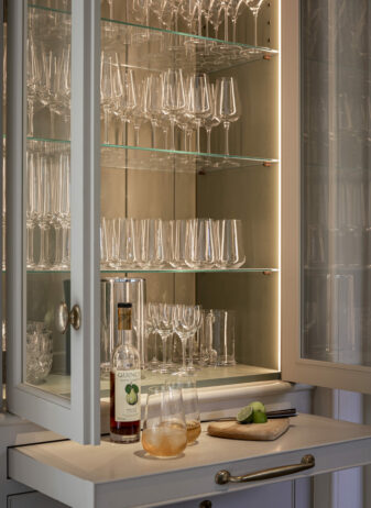 Internally lit kitchen cocktail cabinet 