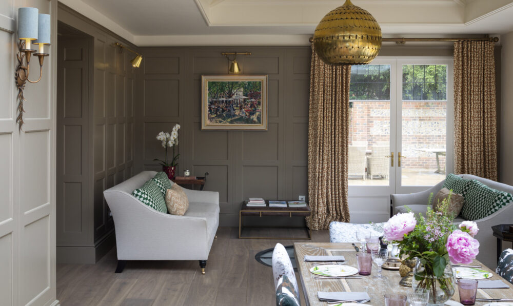 A comfortable seating area in a bespoke cocktail bar design