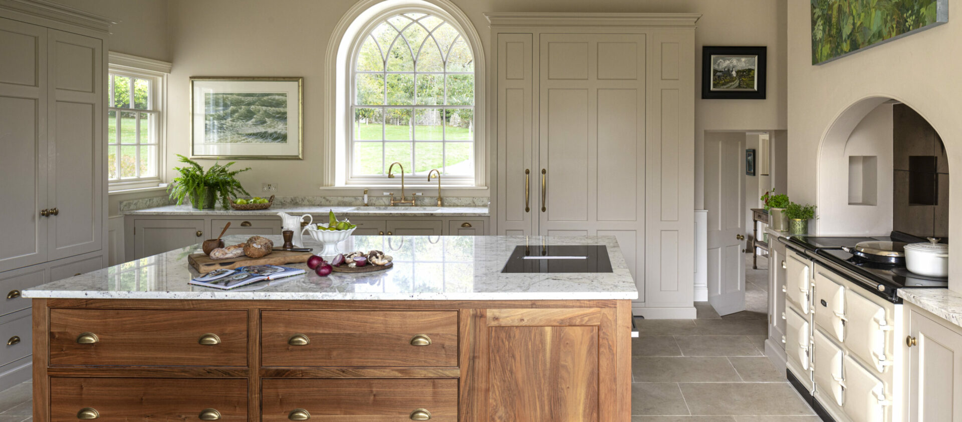 Georgian Manor House Kitchen with bespoke walnut island