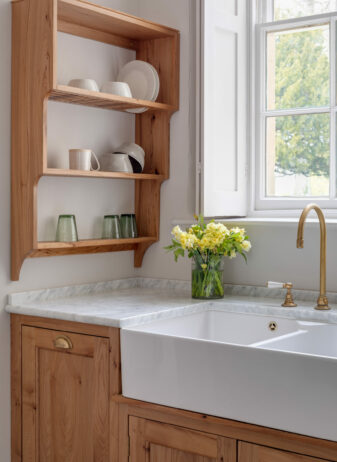 Modern double Butler's sink with bespoke plate rack Modern double Butler's sink with bespoke plate rack