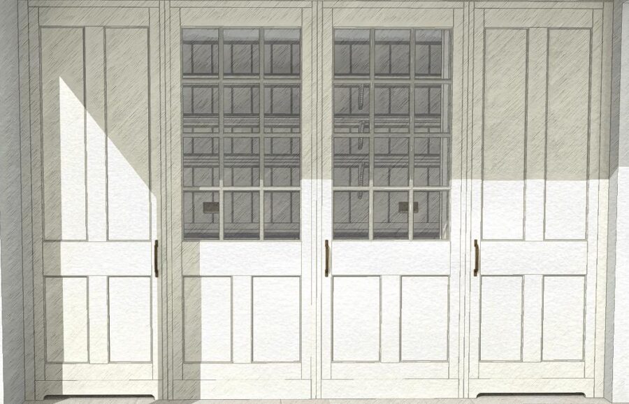 A pair of glazed pantry doors