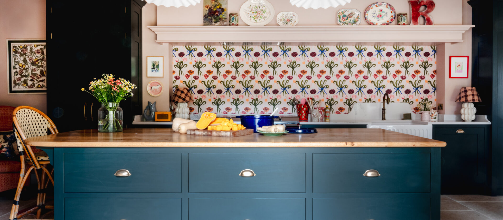 Deep pan drawers in this bespoke kitchen island make practical use of the space