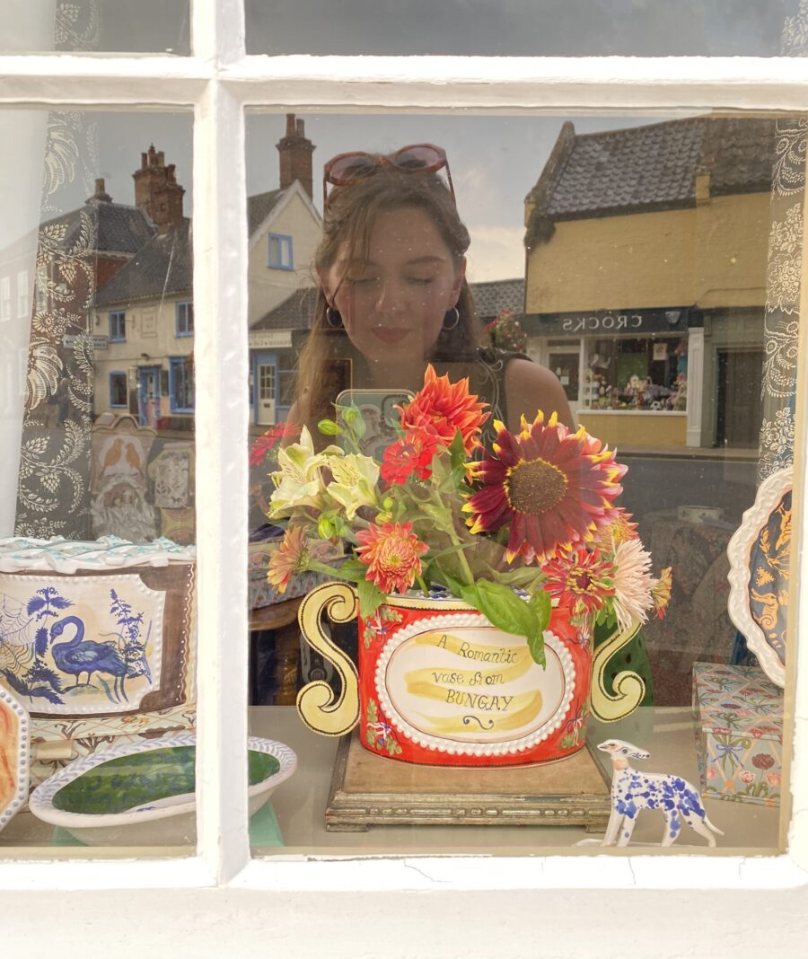 Polly Fern studio with her ceramics