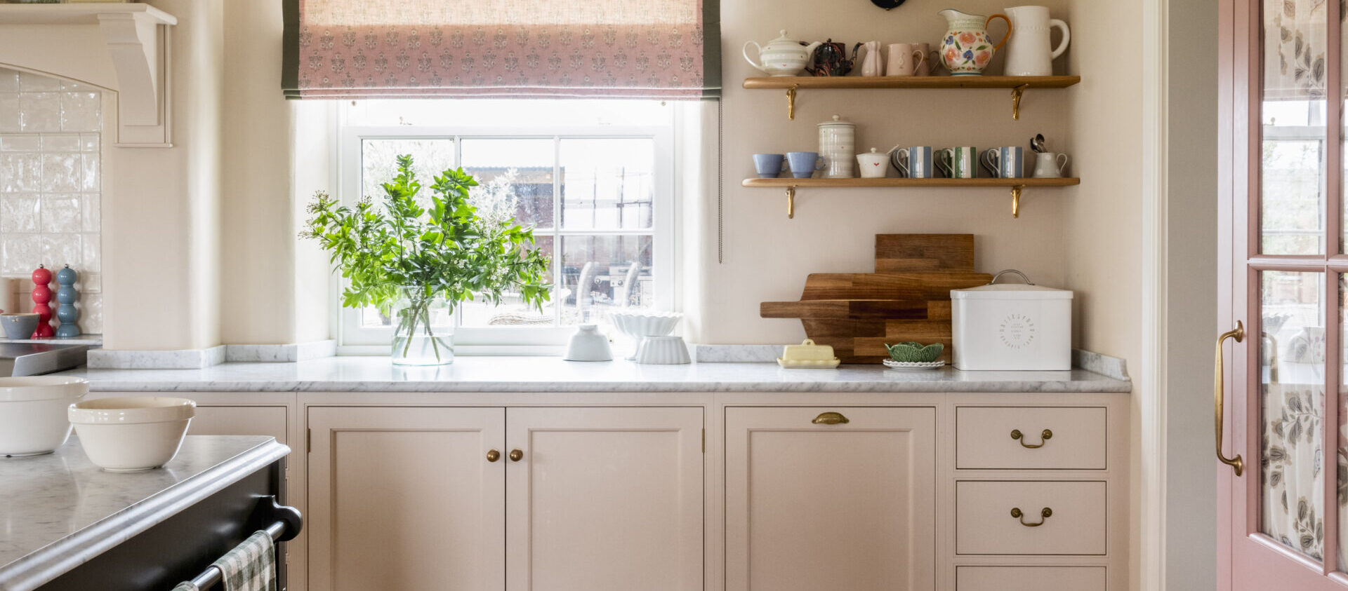 A bespoke pink kitchen design for a period home Hampshire