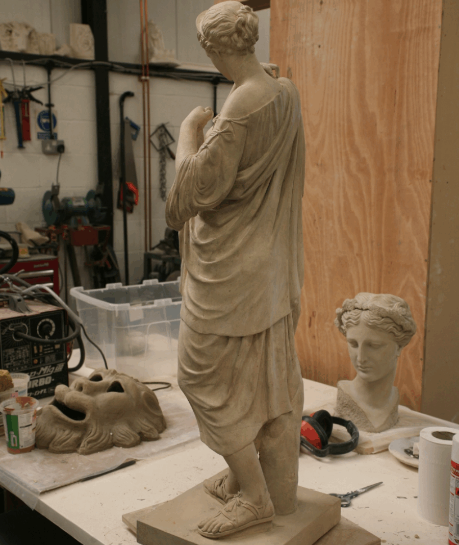 Coade's studio full of current and past sculptures and reliefs