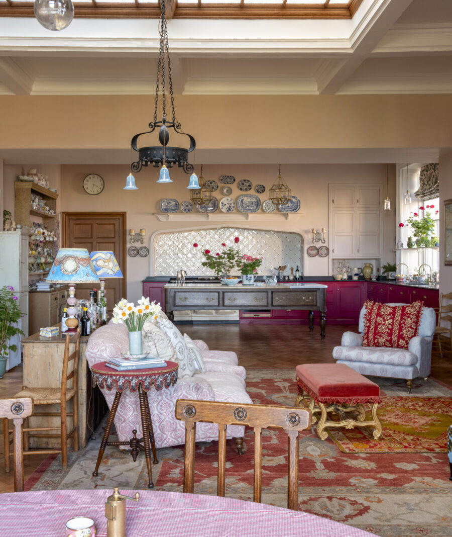 Northumberland Victorian Estate house with bespoke red kitchen