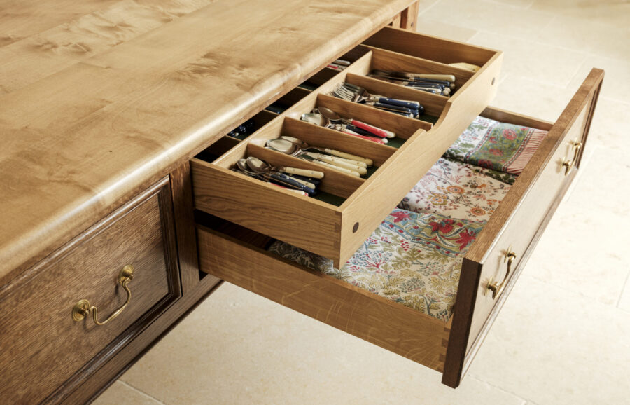 deep drawers in a cook's table
