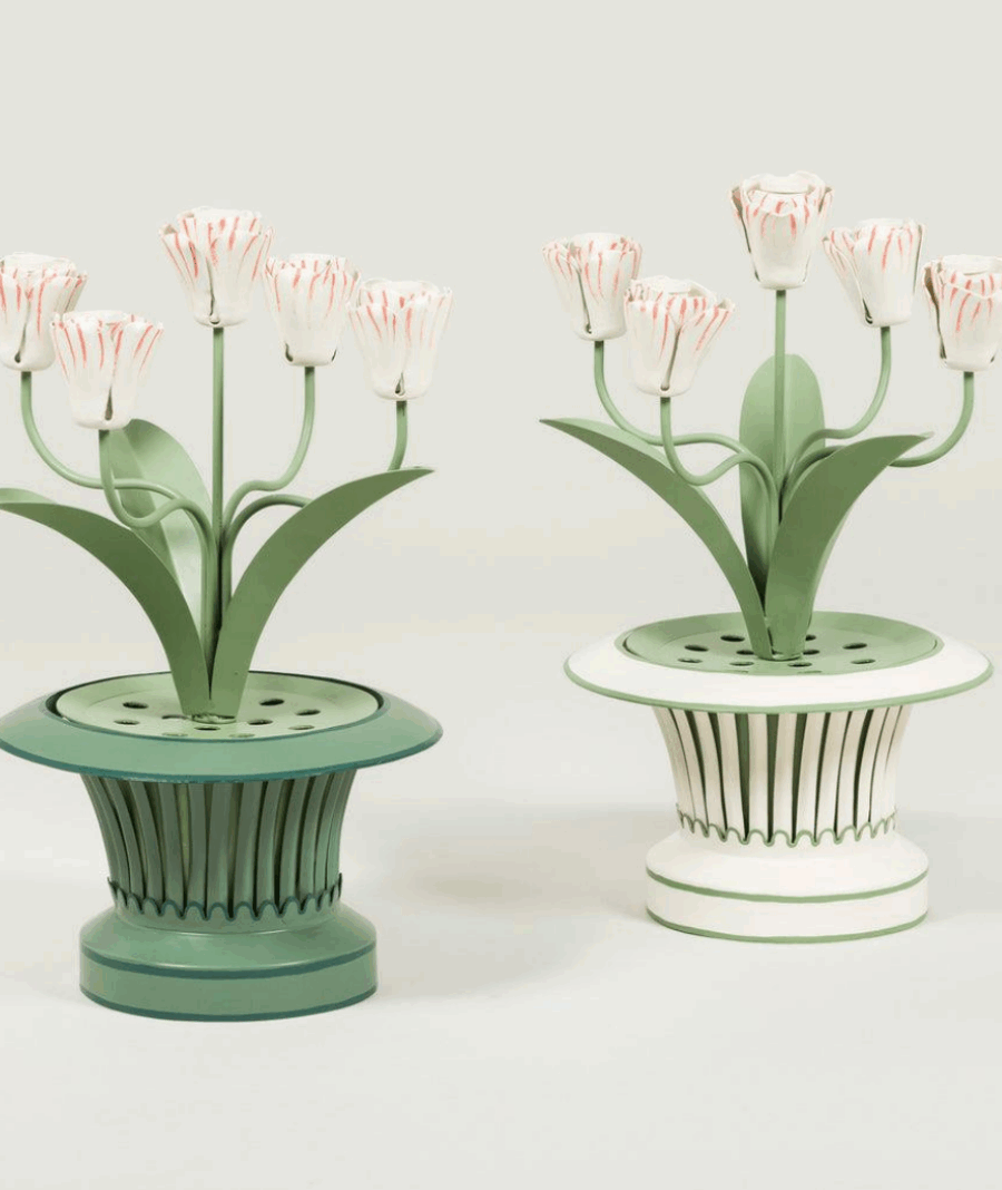 A Colefax & Fowler tole hand-painted tulipiere