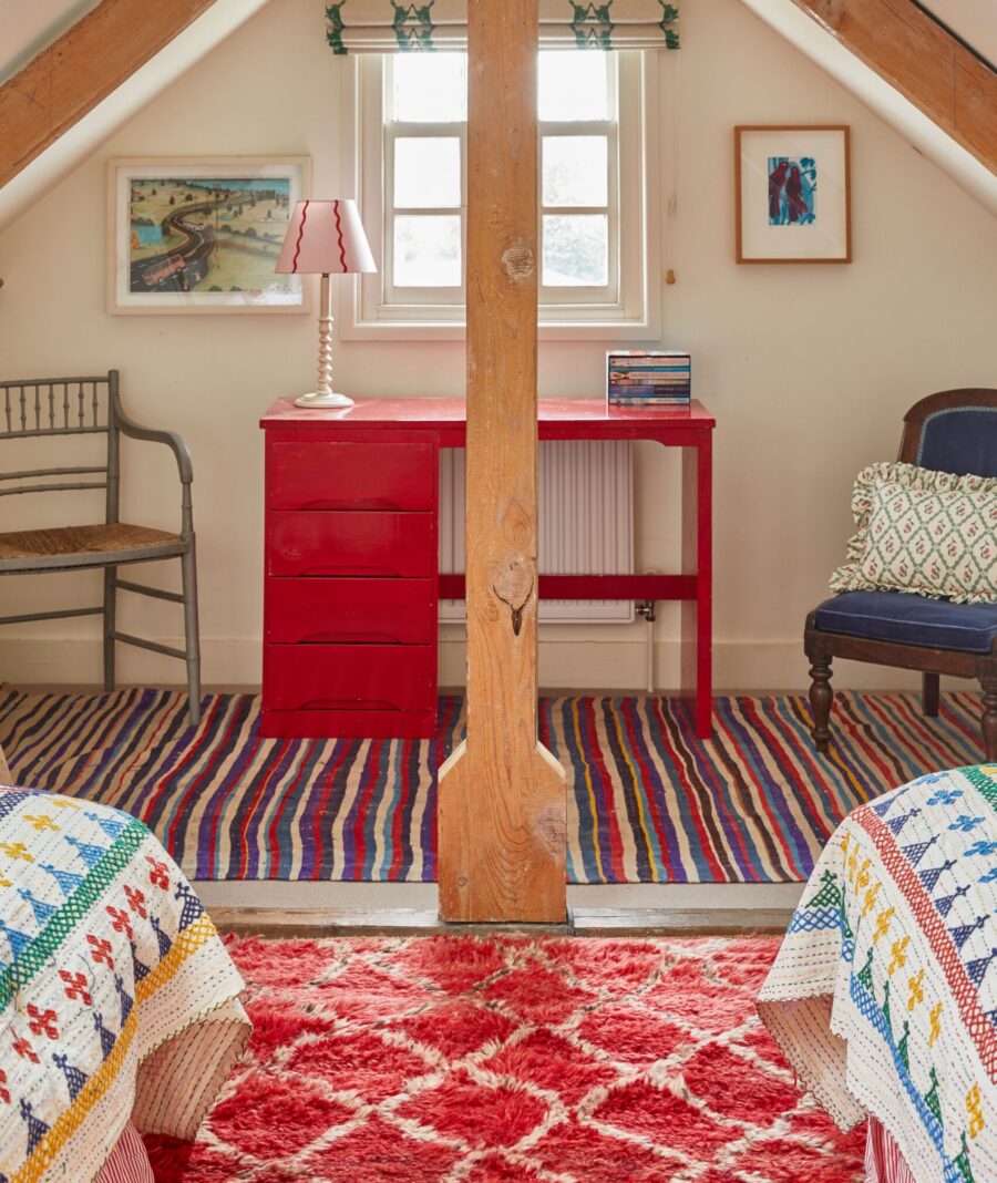 Tate & Darby Moroccan rug with Multi Striped Wool Kilim rug Tate & Darby Moroccan rug with Multi Striped Wool Kilim rug