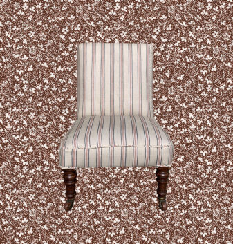Upton Noble Parsley wallpaper with re-upholstered slipper chair