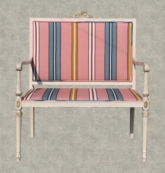 Upton Noble Pearl Chain wallpaper with re-upholstered antique sofa