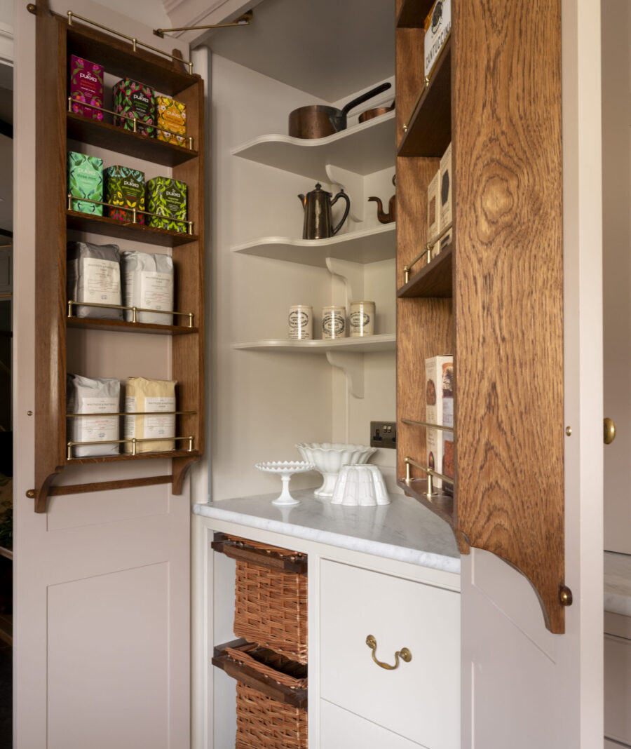 A modern larder cabinet can house ingredients or small appliances A modern larder cabinet can house ingredients or small appliances