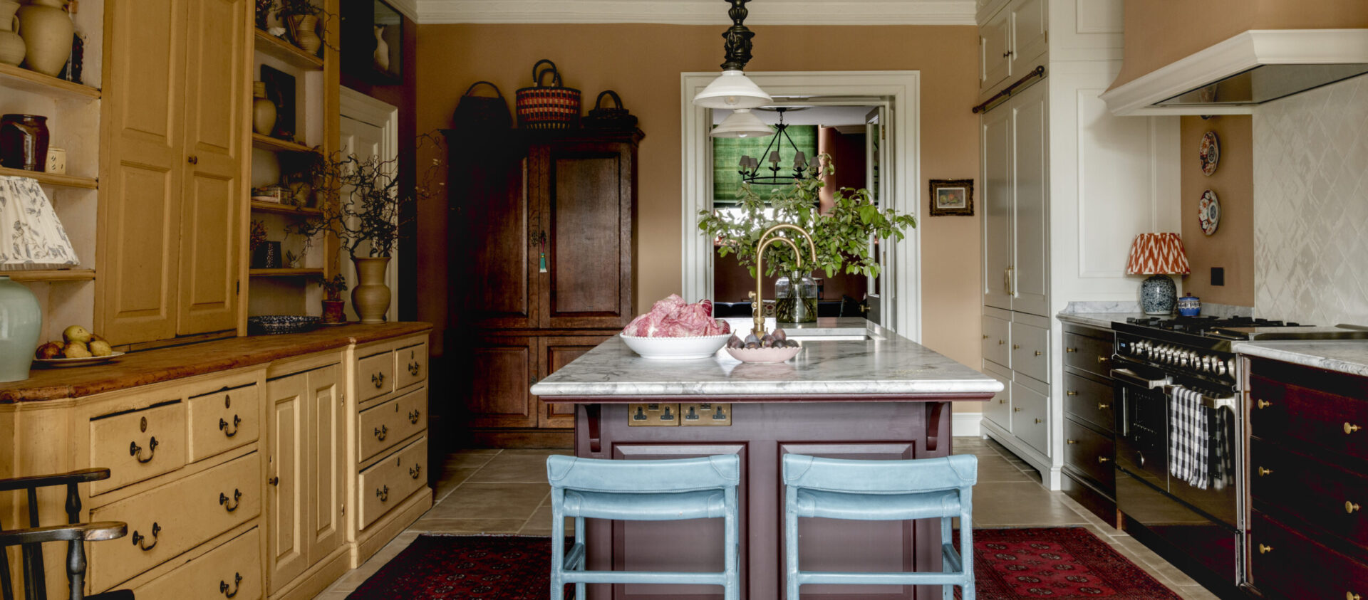 A traditional painted kitchen on a Georgian house