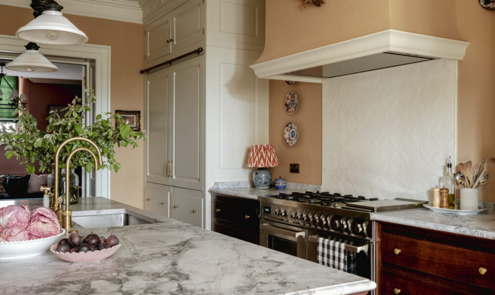 Extractor hood above a Bertazonni range cooker