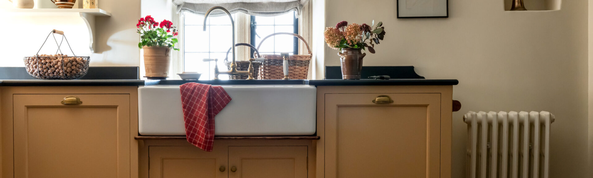 Kitchen Scullery for a Farmhouse Kitchen with Butlers sink under a window