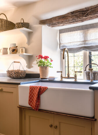 Open shelves and a Butler's sink are classic design features in a Farmhouse Kitchen Scullery