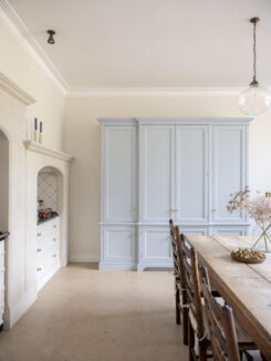 Bespoke Kitchen with a blue housekeeper's cupboard in Wiltshire