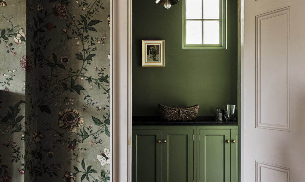 The view from the dining room through to the small back kitchen in our Edwardian country house project